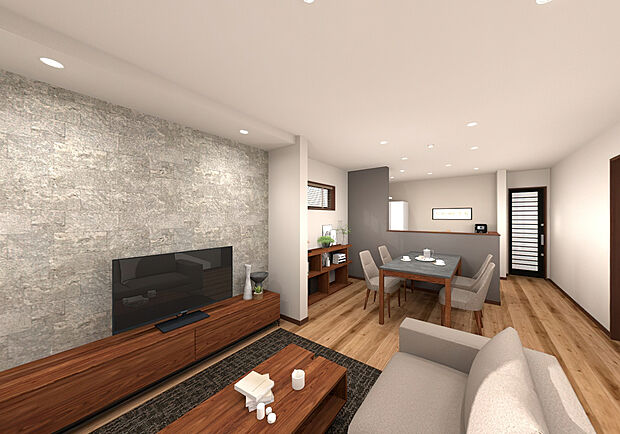 【イメージパース】リビング
ＬＤＫ１９帖超えのゆったりリビングは自然とご家族の集まる場所に♪