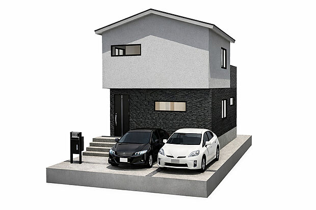 【2号地外観パース】
間取り図を基に作成したイメージパース図です。外構など、ご要望ございましたらお客様に合わせて作成いたします！