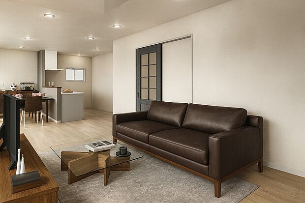 【【イメージパース】】20帖超えのゆったりリビングはご家族の憩いの場に♪