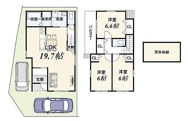 【1号地参考プラン】建物面積:89.26m2、建物価格:1900万円
