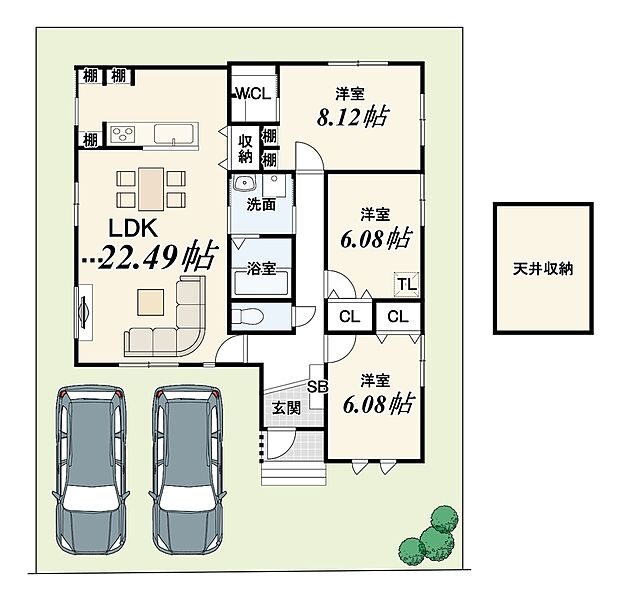 【平屋プラン】建物面積92.47m2　建物価格2030万円