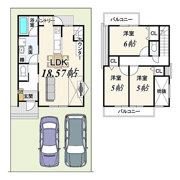 【1号地:新築参考プラン】建物面積:80.60m2
建物価格:1699万円