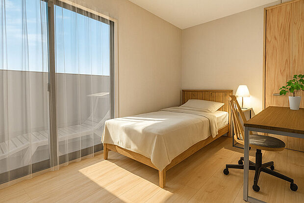 【【洋室】※1号地イメージパース】大きな窓からたっぷりと陽光が注がれる明るい空間。家族の成長に対応できる永住仕様の間取り。一日の疲れをいやしてくれる主寝室。時を忘れて過ごす場所として過ごせるお部屋。