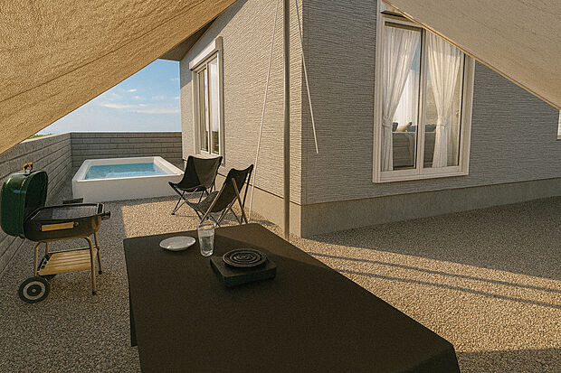 【【イメージパース】】日当たり良好!ご家族・ご友人とプールやBBQなど用途多様な南庭つき!