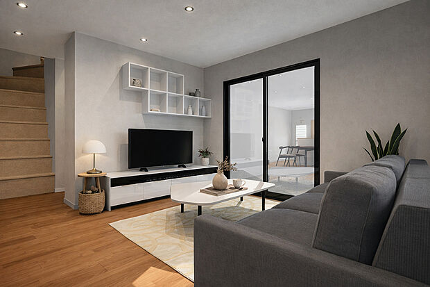 【【イメージパース】※新築参考メインプラン】ゆったり20帖超のリビング！ご家族そろってお過ごし頂けます♪