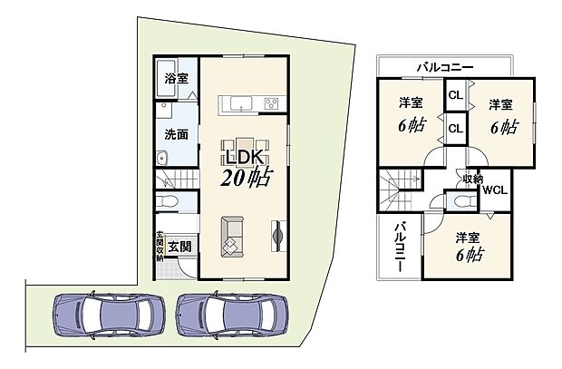 【2号地プランA】建物面積:88.80m2/建物価格:2129万円