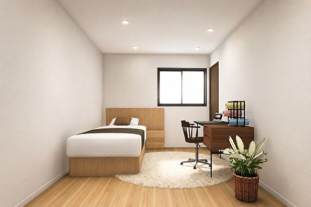 【【イメージパース図:洋室】】全居室6帖以上のゆとりある住空間。全室収納付きでお部屋をすっきり保てます。(※実際の色味や材質とは異なる場合がございます)