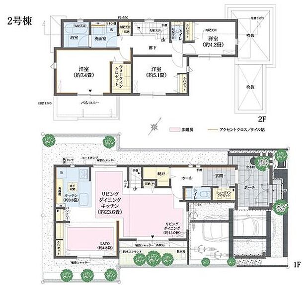 2号棟/3LDK+S 建物面積100.91m2 土地面積133.33m2