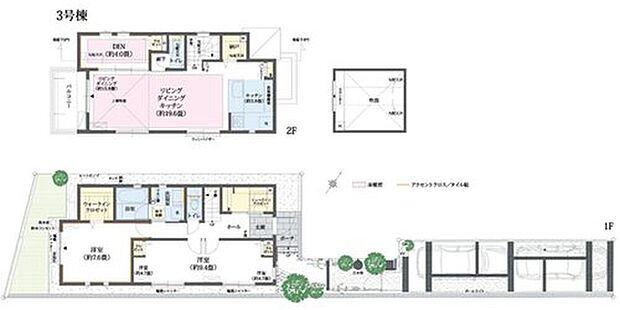 【3LDK+S】DEN、吹抜LD、大型SIC、パントリー、2D1R、2台駐車
4LDKに変更可能（有償）