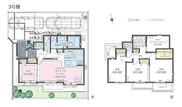 【5LDK】＋WIC＋SIC+マルチファンクションルーム＋2台駐車＋パントリー
※フレキシブルウォール