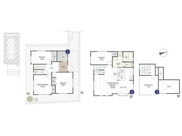 建物プラン例(1-4)4LDK、土地面積130.04m2、建物価格2113万円、建物面積102.88m2