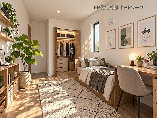 本画像の家具等はCGイメージで販売価格にも含まれず、付帯しません。間接照明、棚設置工事は有償です。