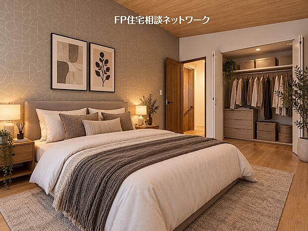 【リビング以外の居室】本画像の家具等はCGイメージで販売価格にも含まれず、付帯しません。なお、間接照明工事は有償です。