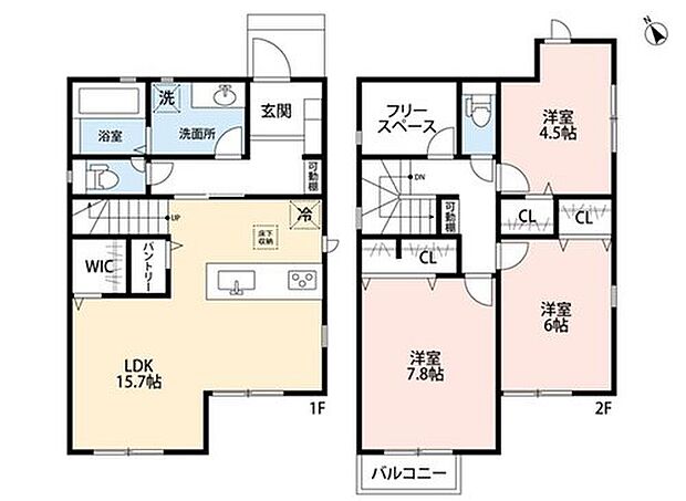 (3号棟)3LDK+2S、土地面積112.15m2、建物面積96.46m2