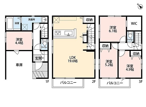 2号棟。価格6498万円、4LDK、土地面積62.76m2、建物面積114.49m2