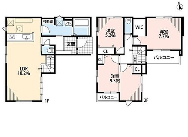 4899万円、3LDK、土地面積122.37m2、建物面積97.07m2 南西向き、全居室2面採光で陽当たり・通風良好☆2階洋室は間仕切対応のため、ライフスタイルの変化に合わせて4LDKへ変更できます