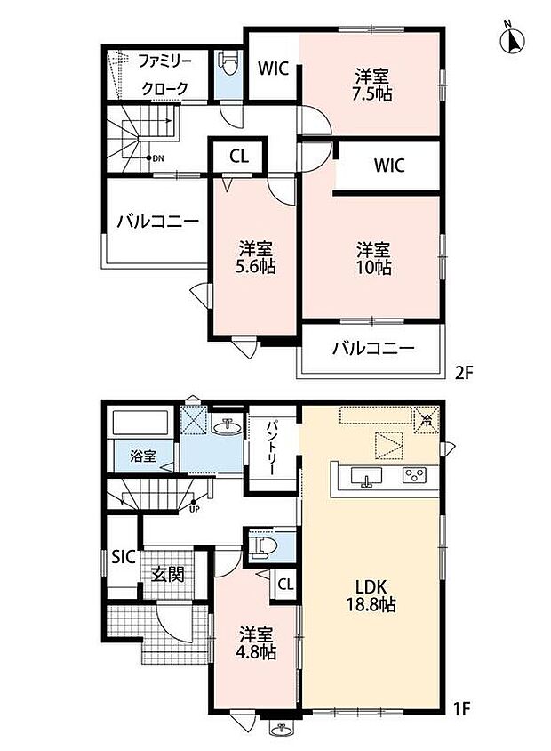 4299万円、4LDK、土地面積225.37m2、建物面積116.52m2 SIC、パントリー、WIC、ファミリークローク完備の収納大充実な間取り＾＾2階全洋室広々5帖以上！！2面バルコニー付き☆