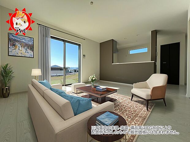 LDK18.6帖 隣接の和室と合わせると23帖以上の大空間に!居心地よい空間です