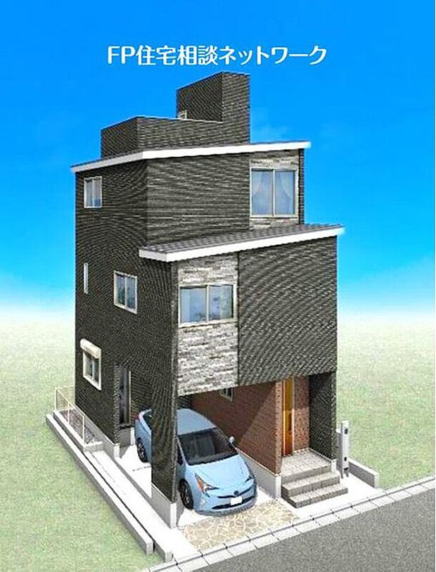 【シンプルモダンな外観】閑静な住宅地に馴染む落ち着いた色合いの外観。長く愛着を持って住んで頂きたいからこそ飽きのこないシンプルな色目に仕上げます。