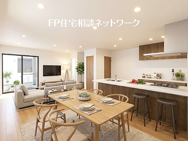 【明るく開放的なリビング】本画像はAIがCGで家具作成しており、実際の現地に家具は設置されておりません。また、販売価格に家具等は含まれておりません。