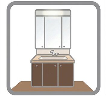 三面鏡仕様の洗面化粧台