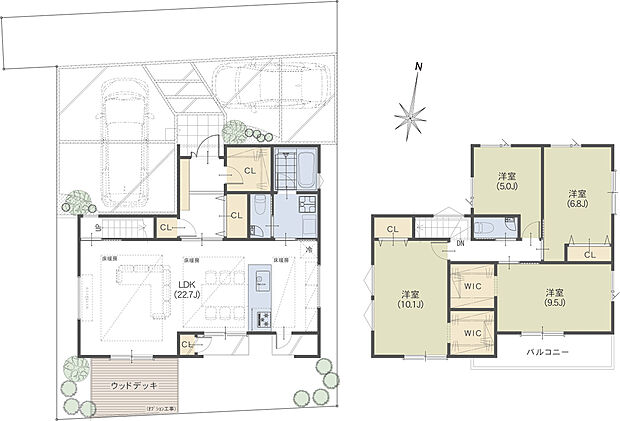 【参考プラン 4LDK&駐車場2台&WIC&SIC】■建物面積 122.55m2
■建物価格2,850万円
■土地建物総額11,500万円(税込)