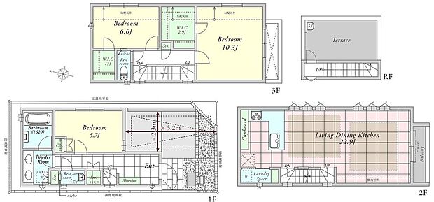 【2号棟間取り】
満ち足りた暮らしをもたらす上質な室内空間