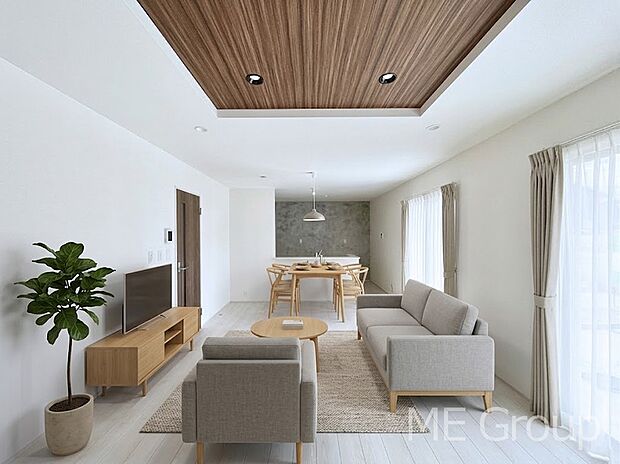 ご家族の賑やかな話し声で包まれる明るいリビング ※家具はCGです