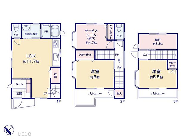 【2LDK+S】間取り図