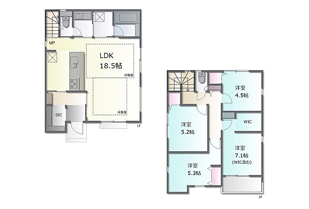 【2号地 参考プラン例】建物面積96.77平米 建物価格1800万円