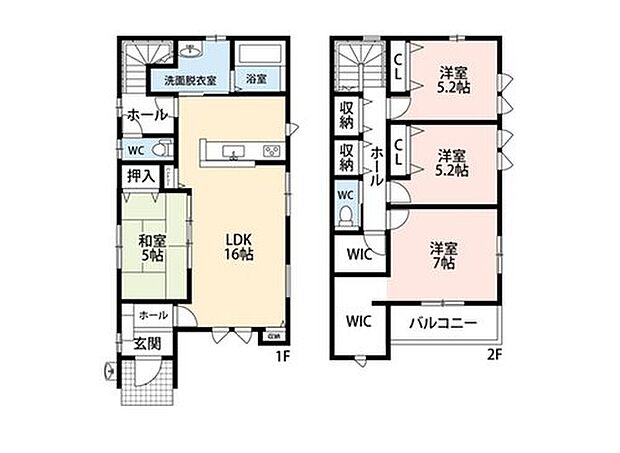 3398万円、4LDK、土地面積133.78m2、建物面積104.8m2 LDKは約16帖^^隣接する和室と合わせると約20帖あり広々と使えますよ^^2階にはファミリークロークや廊下収納、WIC等充実