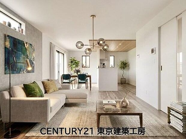 【家具はCGにてレイアウト】
◇大きな窓のあるリビングは、陽光あふれる明るい空間です。居心地良く、ご家族皆がゆったり寛げる憩いの空間となりそうです。