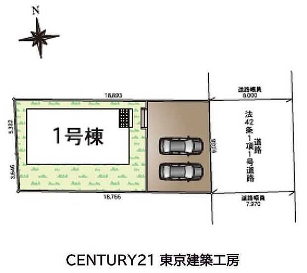 【区画図】来客時にも便利なカースペース2台分。自転車やバイク置き場としても活用しやすく、暮らしの幅が広がります♪