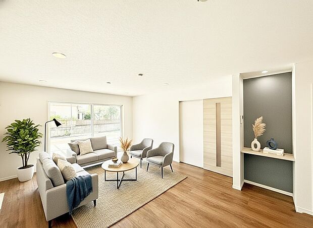 ■くつろぎと笑顔が集まる、心温まるリビング　※家具はCGです