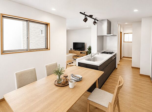 【【プランAイメージパース:LDK】】リビング上部に吹抜があり開放的な空間です!(建物価格2030万円・建物面積101.63m2)※こちらはイメージパースのため、実際とは異なる場合があります