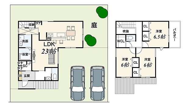 【新築参考プランA】土地・建物合計価格(新築参考プラン)4249万円・土地2099万円・建物2150万円・設計監理費用170万円、外構費用120万円別途要