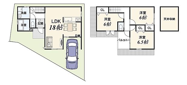 【【新築参考プラン(3号地)】】建物価格1824万円、建物面積85.05m2