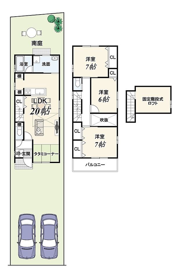 新築参考プラン94.77m2/建物価格2024万円/2SLDK/駐車2台可