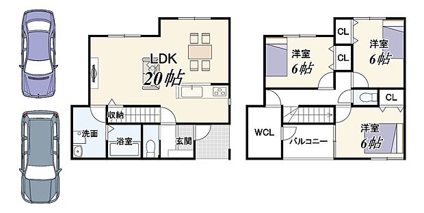 【新築参考プラン】
建物面積93.96m2/建物価格2129万円