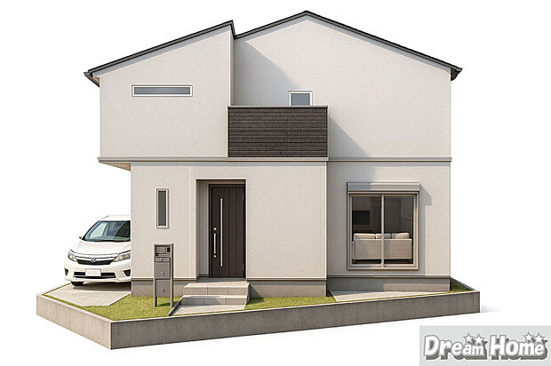 【イメージパース/外観】「こんなお家に住みたい」をパース図で可視化。※イメージパース図のため、実際の色味や材質とは異なる場合がございます。