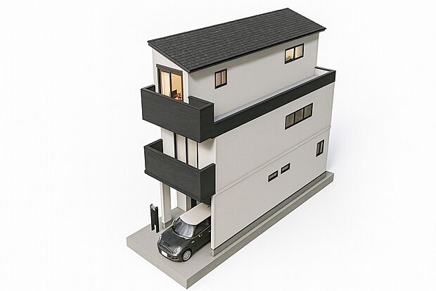 【【外観イメージパース】】間取り図を基に作成したイメージパース図です。外構など、ご要望ございましたらお客様に合わせて作成いたします