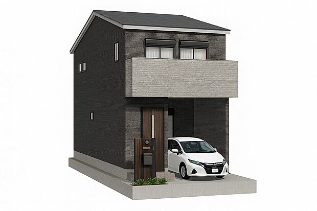 【外観イメージパース】間取り図を基に作成したイメージパース図です。外構など、ご要望ございましたらお客様に合わせて作成いたします