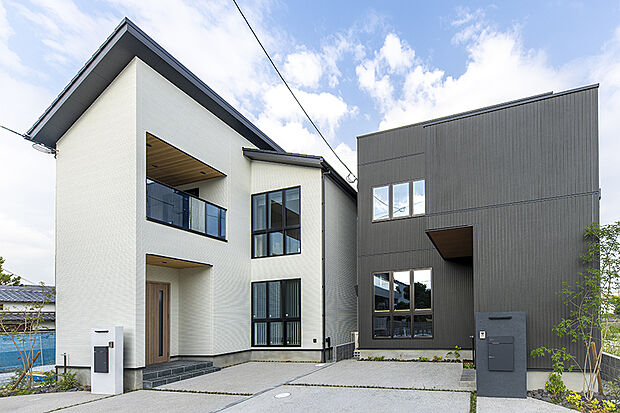 【弊社施工例／街並み写真】
ご見学可能なモデルハウスも多数ご用意しております！KANJUの自由設計で家族の希望をぜひ叶えてください！
