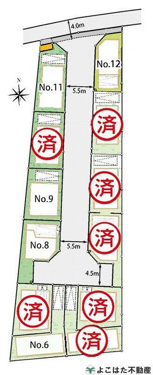 【全体区画図】新設道路の整備により小さなお子さまやご高齢の方にも安心な街づくりが進んでいます。利便性と安全性を兼ね備えた、暮らしやすい住環境が整いつつあります。