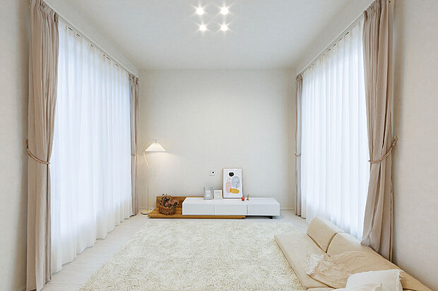 【リビング】
リビングの床を30cmほど下げ、ゆるやかに区切った空間を設けました。段差はベンチとしても使え、ホームパーティーや団らんにぴったりです。
(2024年12月撮影)