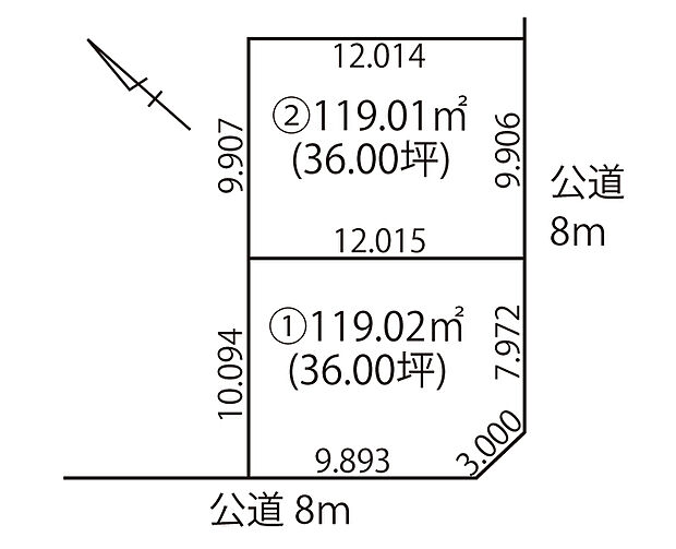 【全体区画図】
地下鉄東西線「発寒南」駅まで徒歩約13分の立地！全2区画の分譲地です。