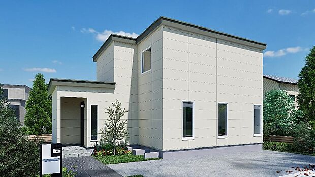 【完成予想図】
2026年3月完成予定の4LDK。シンプルでナチュラルなデザインは、どの世代にも好まれる外観です。