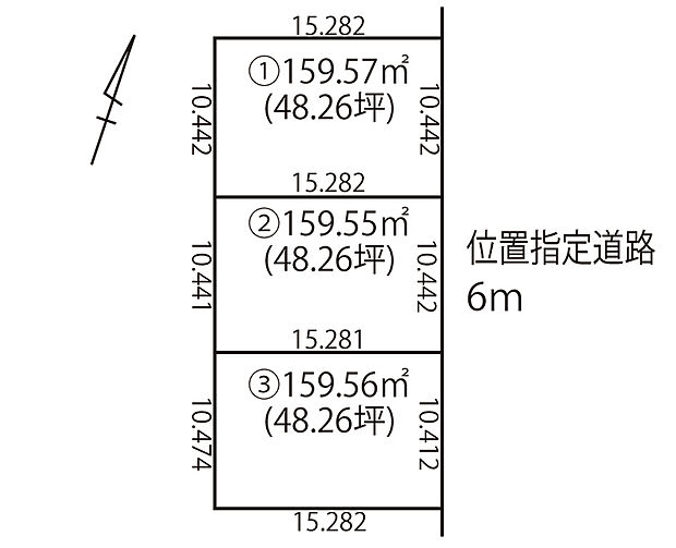 建築プランの立てやすい、間口の広い整形地です。