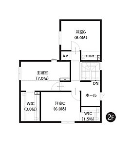 WIC×2箇所の収納充実プランで衣替えが不要になりますね。季節物や大きなお荷物の収納にも便利です。 