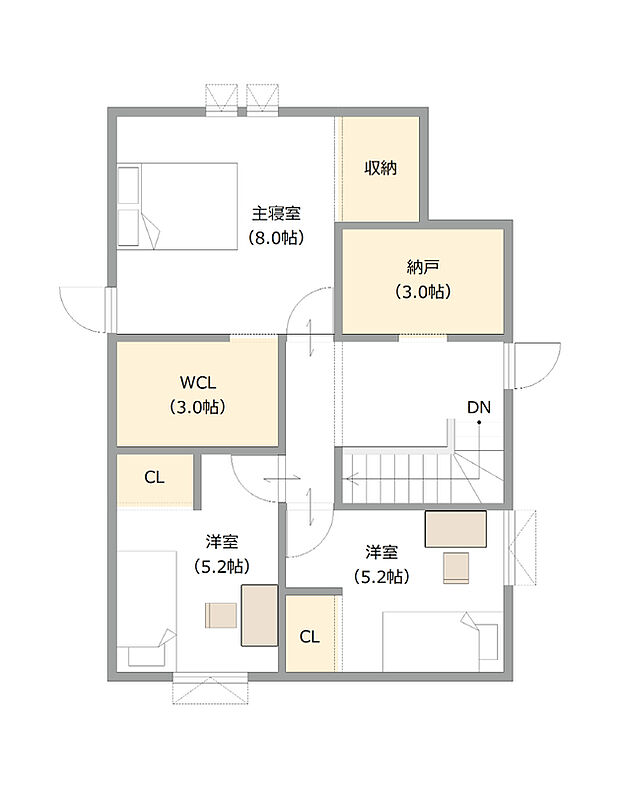 【【建築プラン例】】建物面積：113.46m2
建物価格：2321万円(税込)
※杭工事、分水工事、諸費用別途
※設計プランの参考一例であって、当該プランの採用可否は任意です。